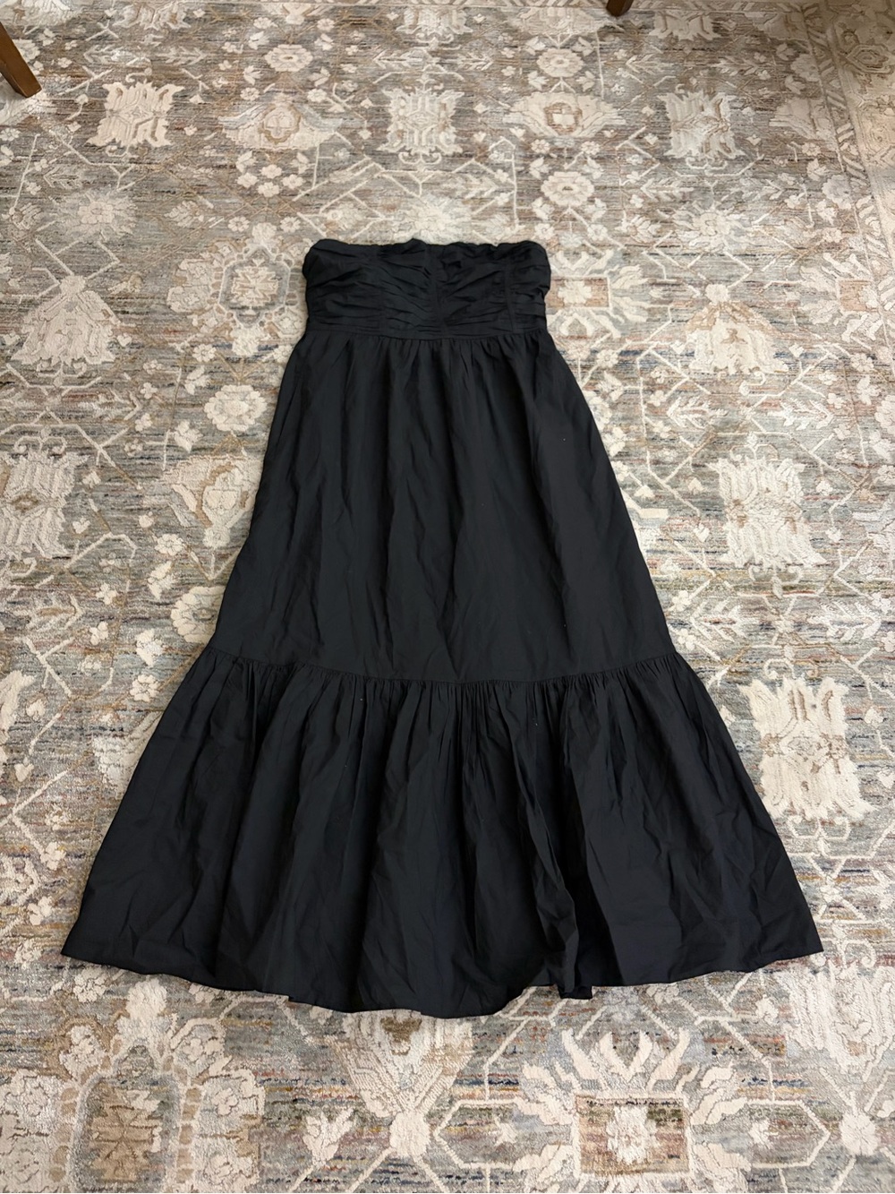 Strapless Black Midi Dress